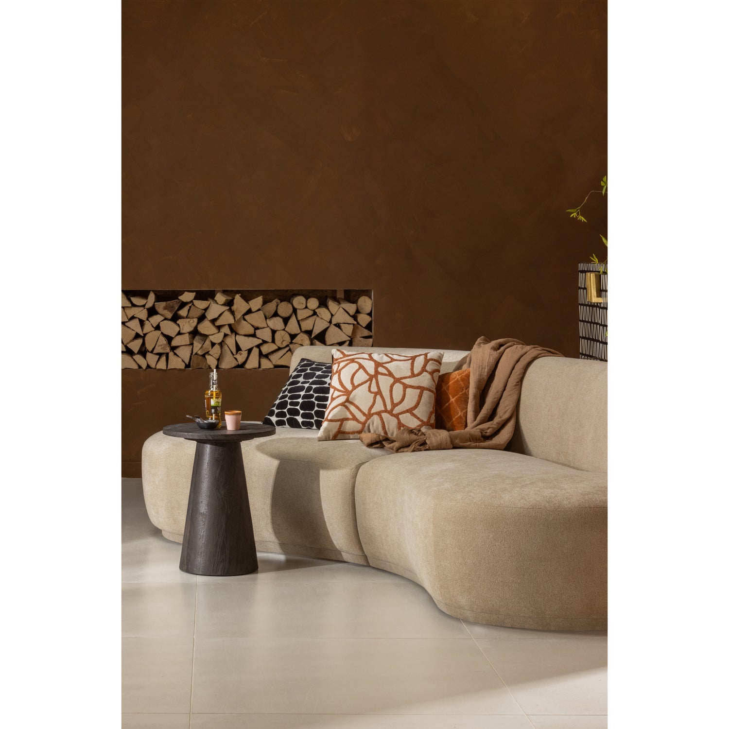 Woood | Salontafel rond Maan 40cm donkerbruin