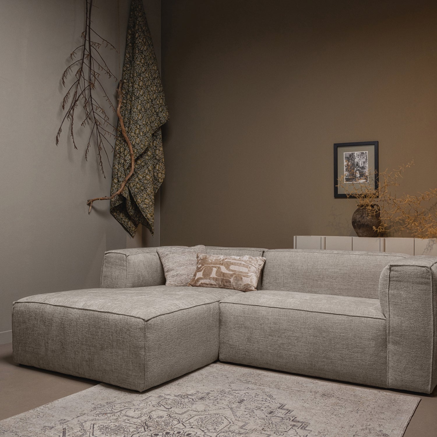 Woood | Chaise longue bank Bean links grove melange travertin