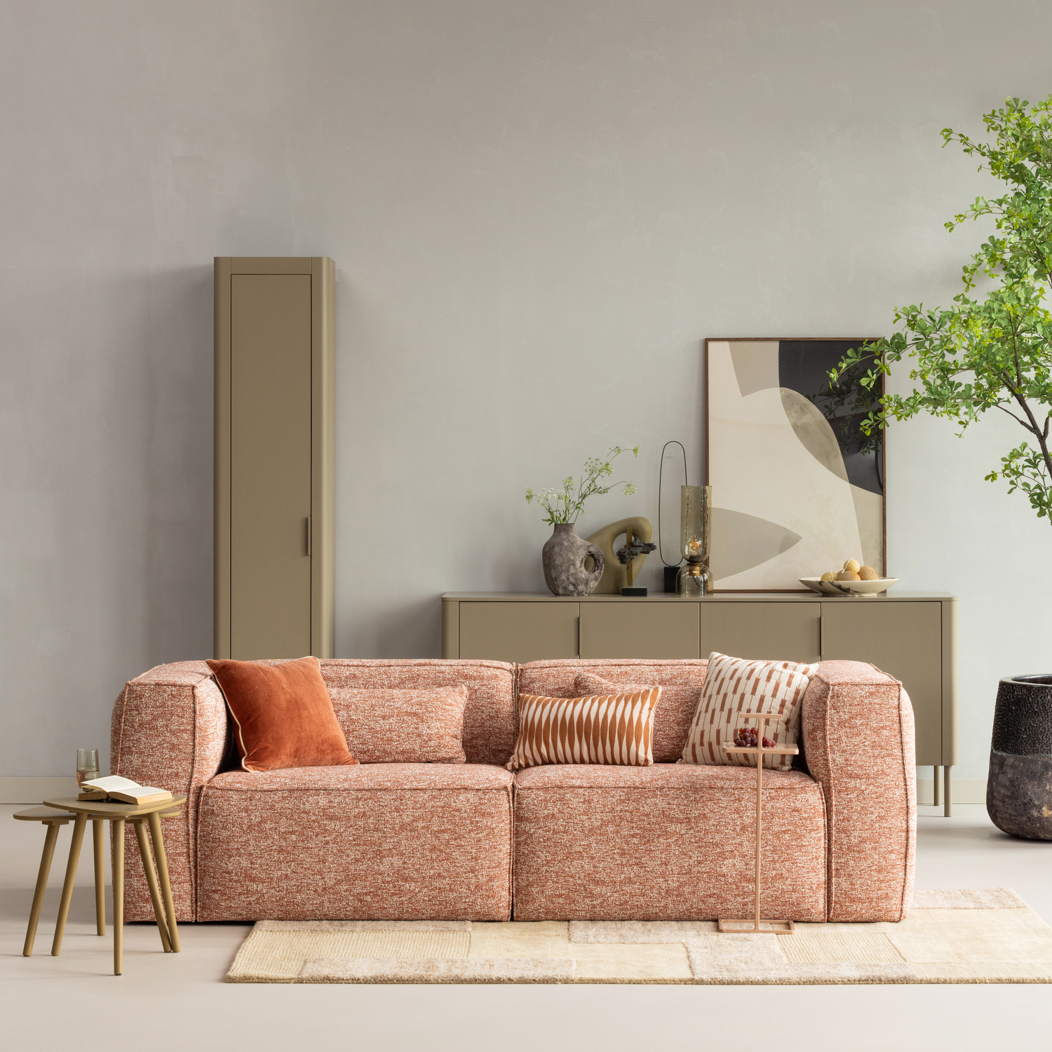 Woood | Chaise longue bank Bean links terra melange