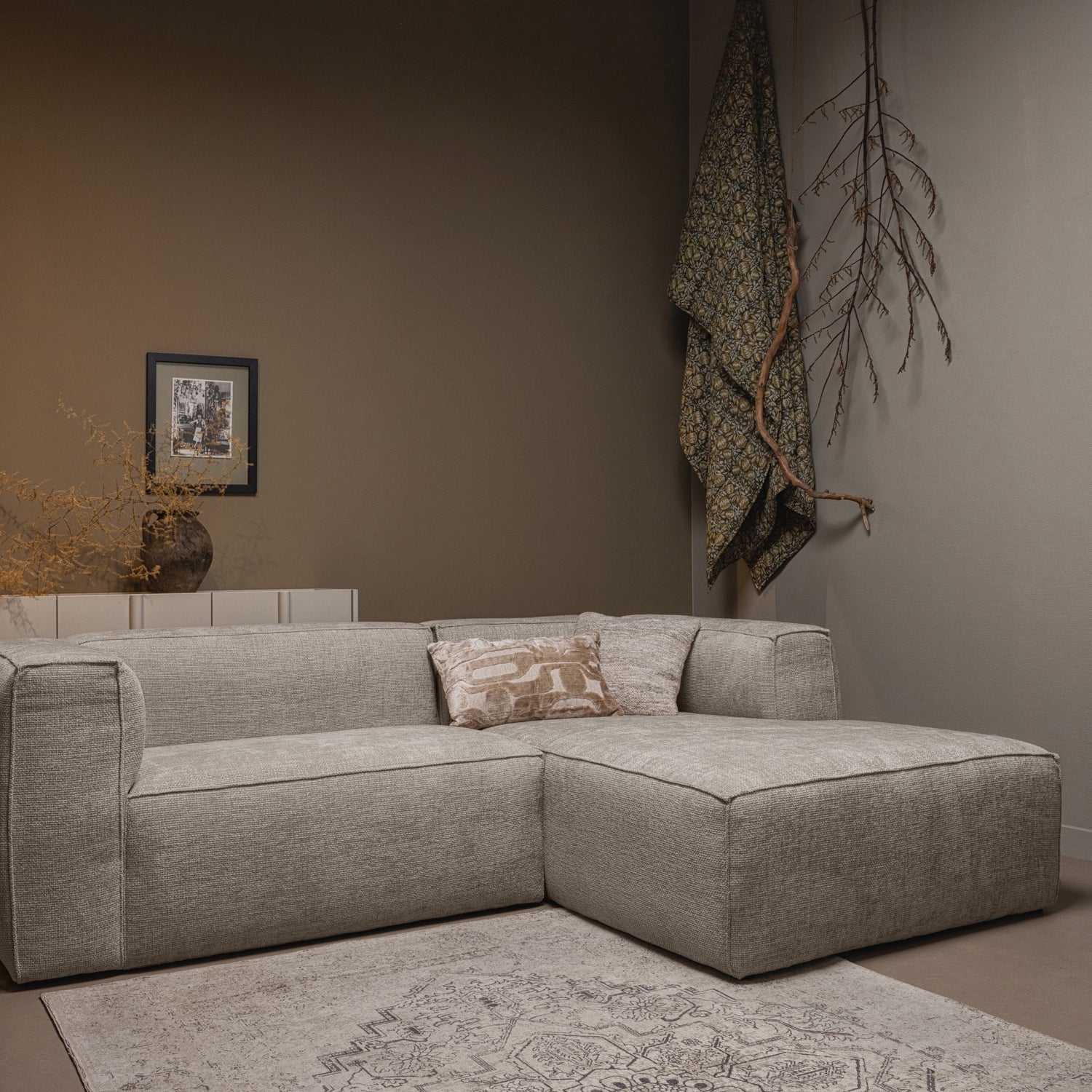 Woood | Chaise longue Bean rechts grove melange travertin