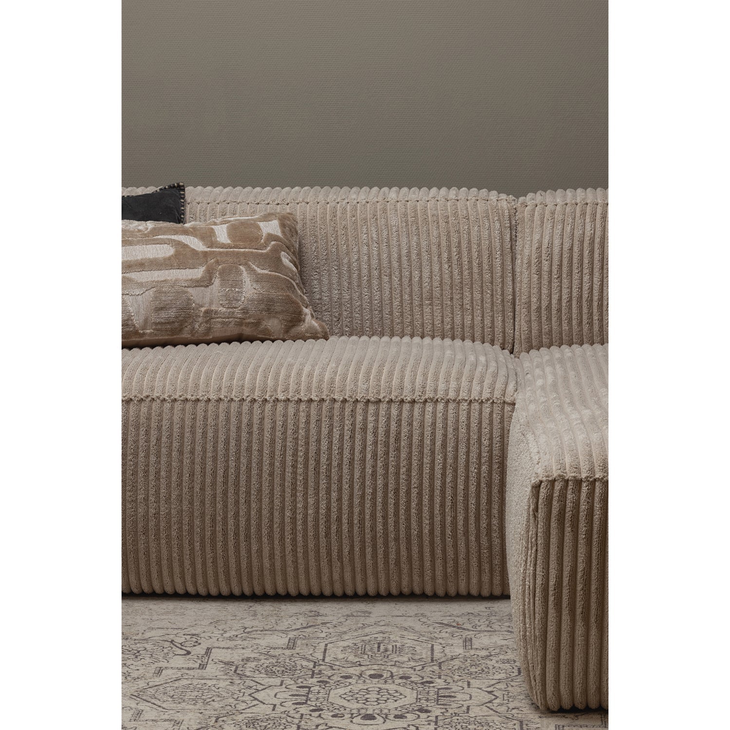 Woood | Chaise longue Bean rechts ribstof travertin