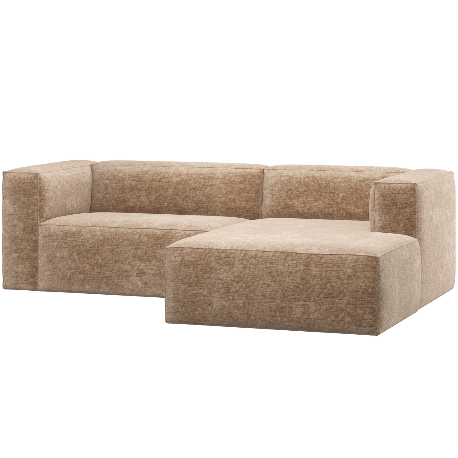Woood | Chaise Longue bank Bean rechts chenille velvet perzikroze