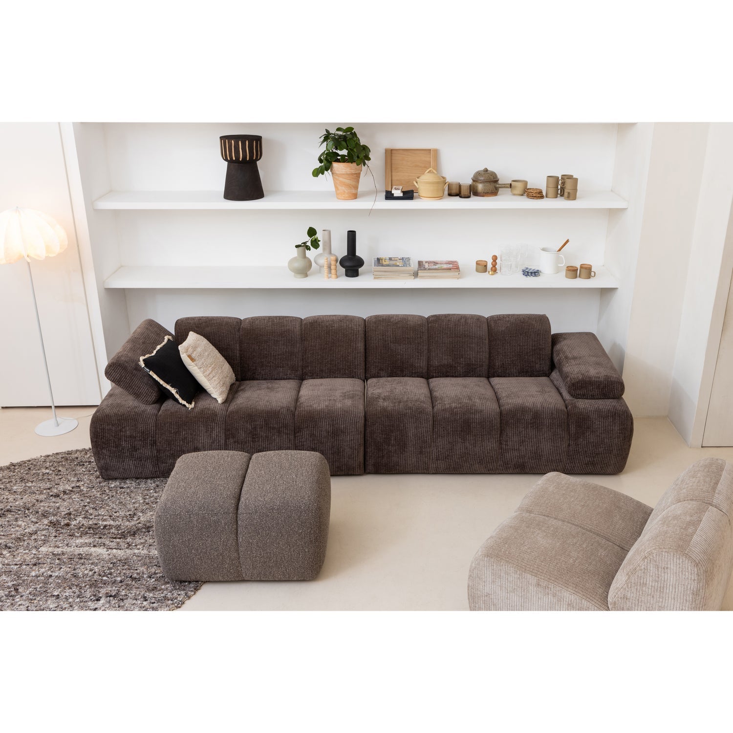 Woood | Poef Mojo boucle bruin melange