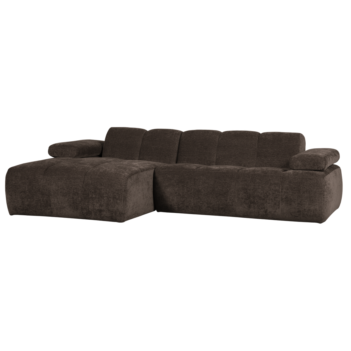 Woood | Chaise longue Mojo links ribstof bruin
