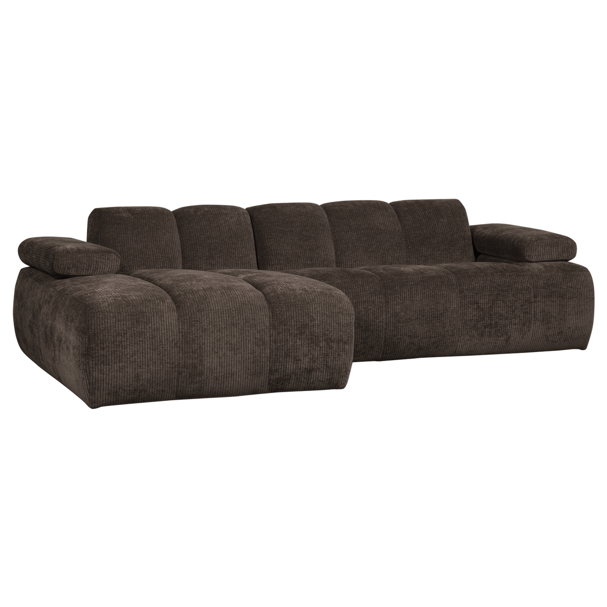 Woood | Chaise longue Mojo links ribstof bruin