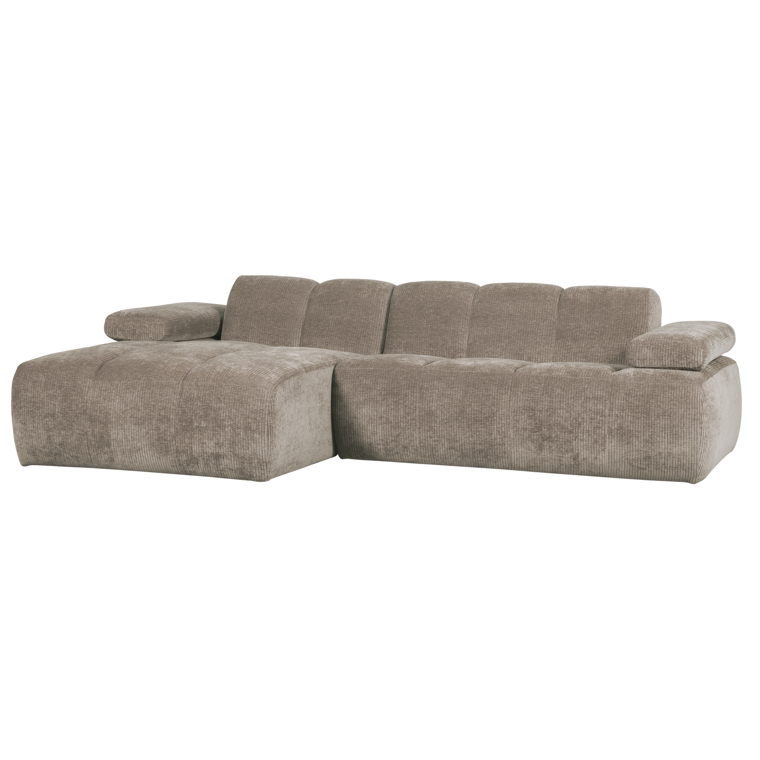 Woood | Chaise longue Mojo links ribstof donkerzand