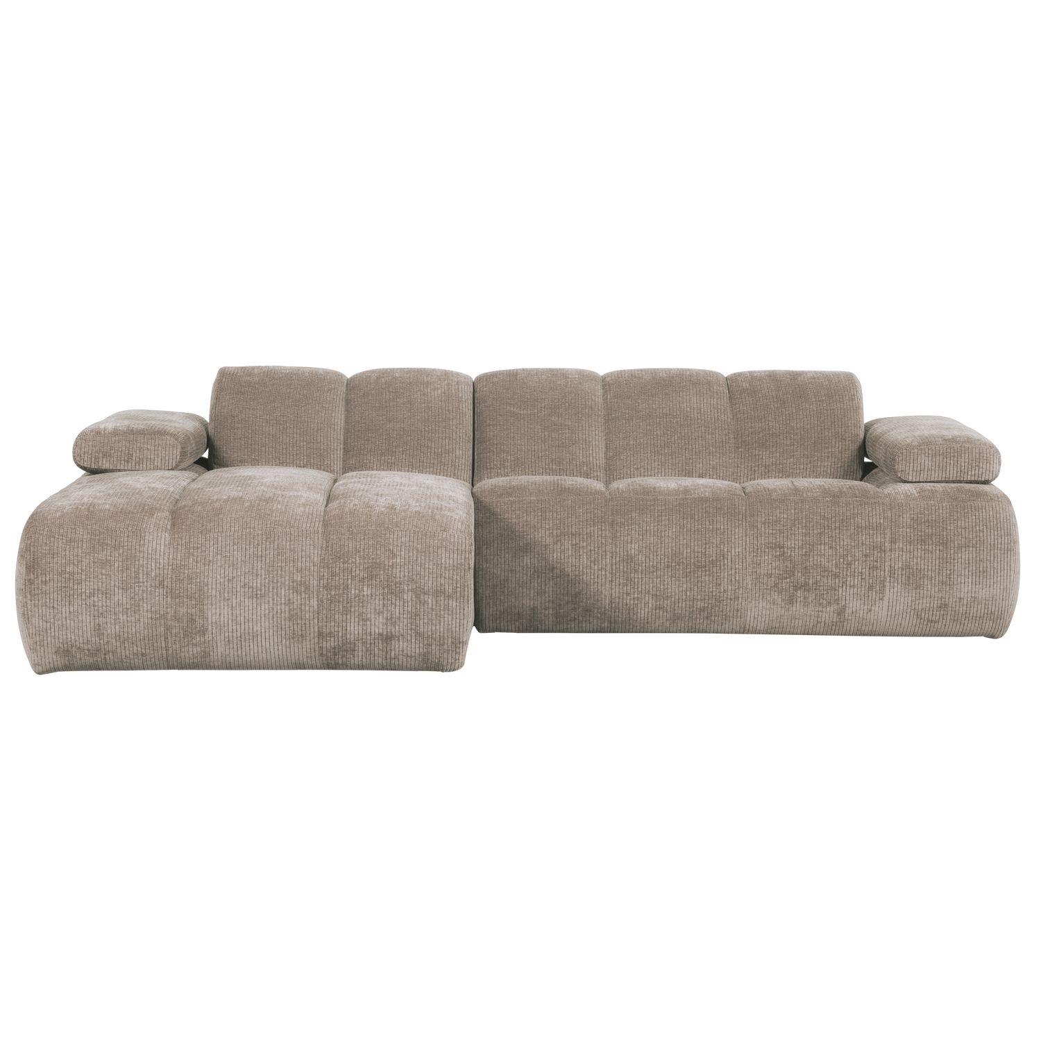 Woood | Chaise longue Mojo links ribstof donkerzand