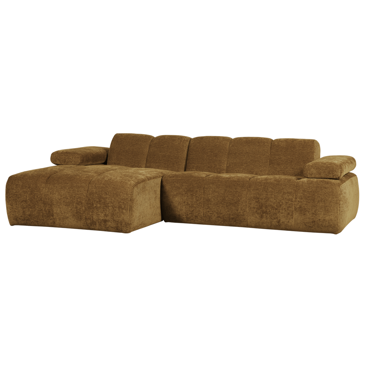 Woood | Chaise longue Mojo links ribstof honinggeel