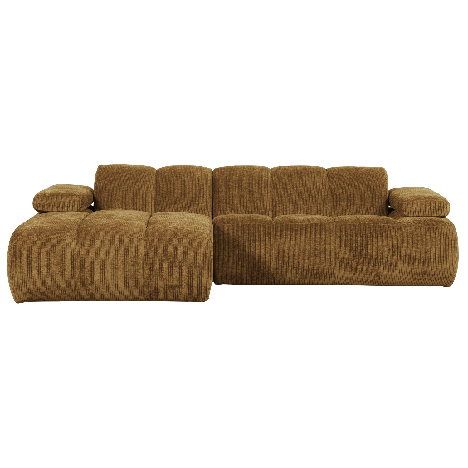 Woood | Chaise longue Mojo links ribstof honinggeel