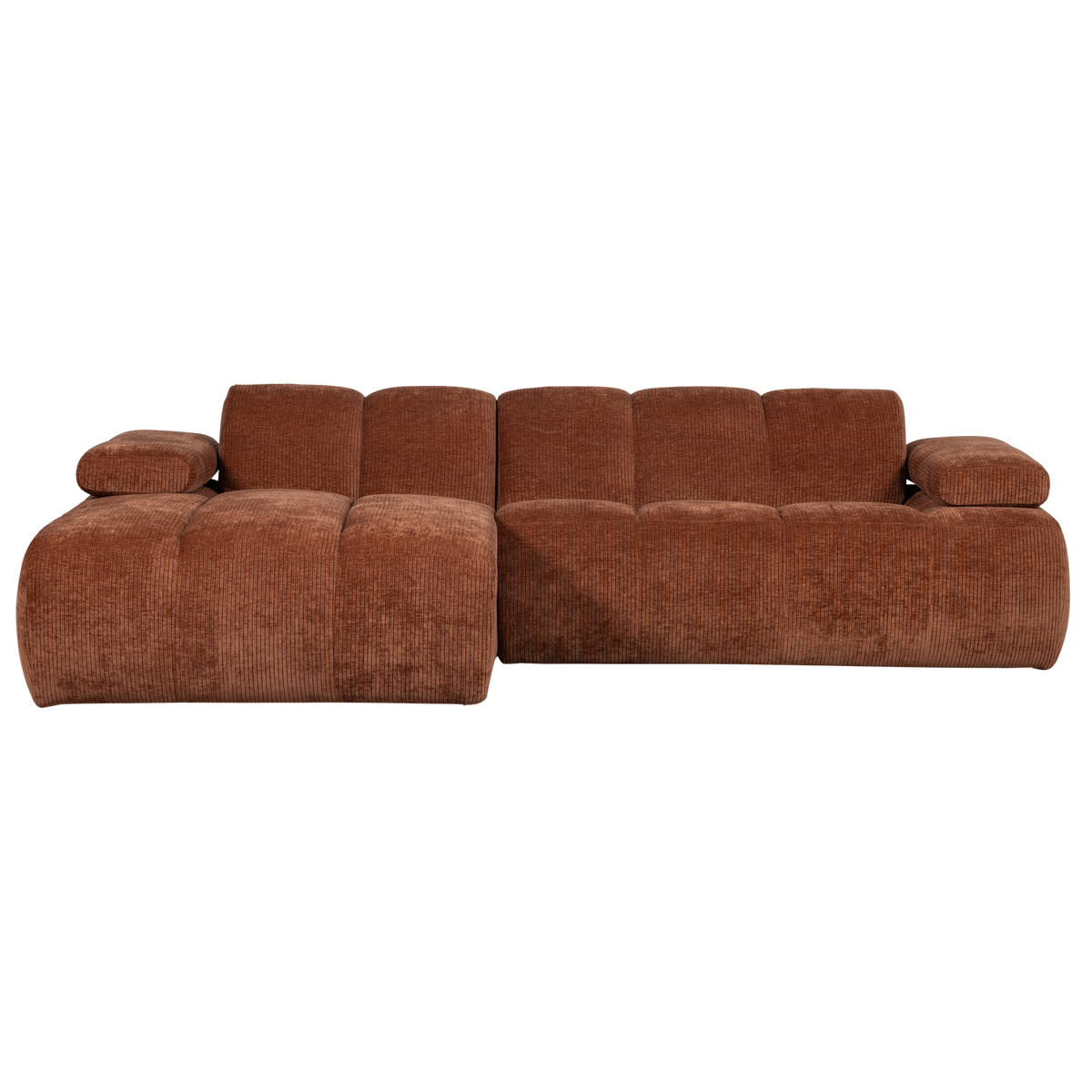 Woood | Chaise longue Mojo links ribstof roestbruin