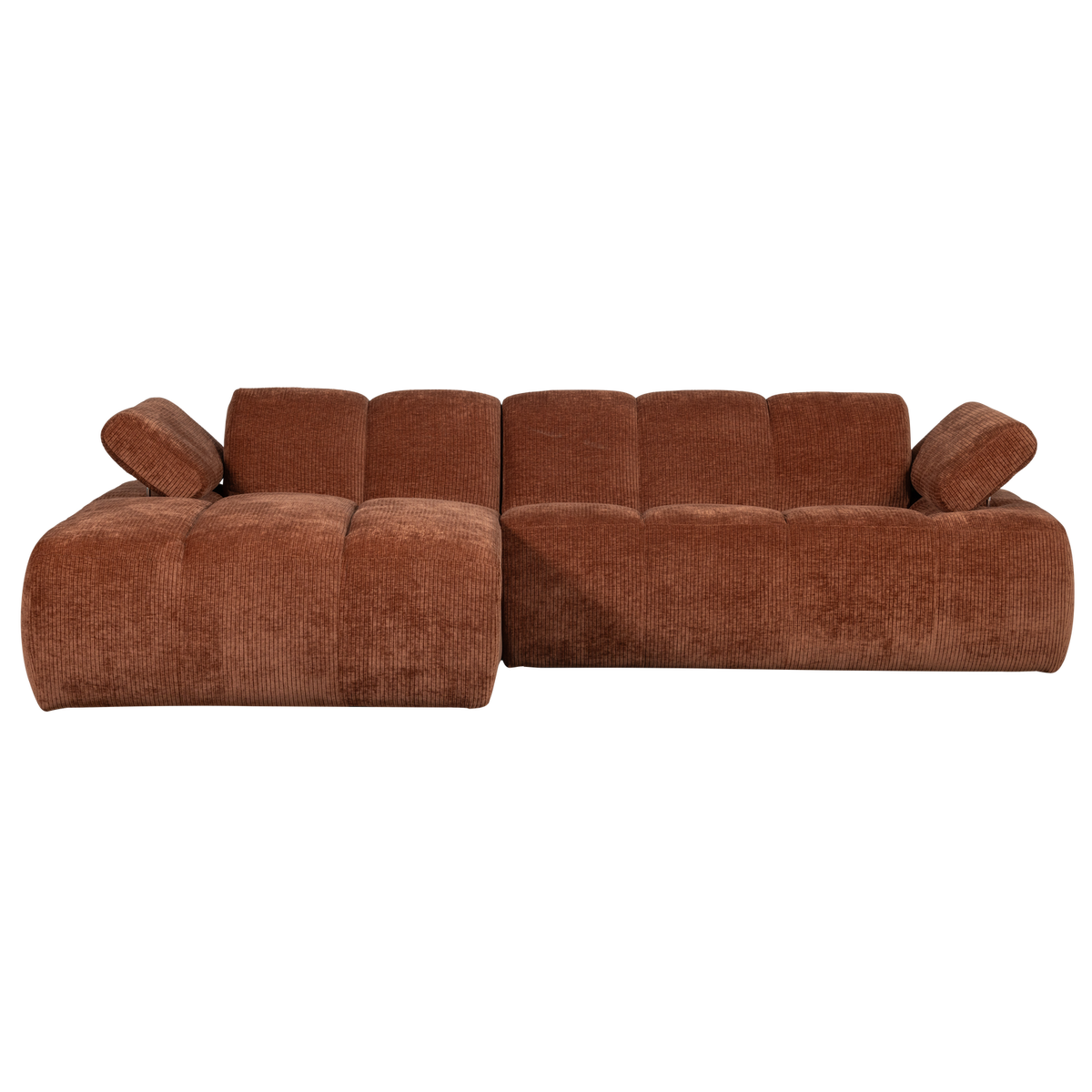 Woood | Chaise longue Mojo links ribstof roestbruin