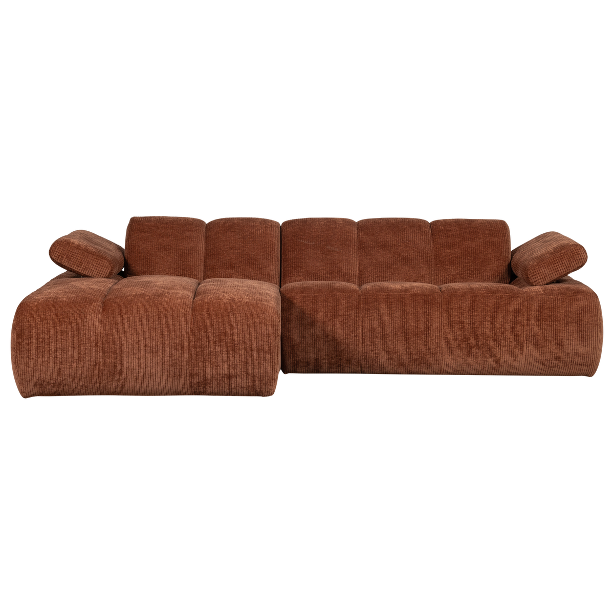 Woood | Chaise longue Mojo links ribstof roestbruin