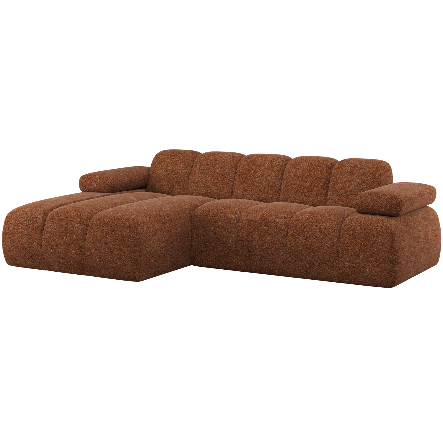 Woood | Chaise longue Mojo links wollig roestbruin