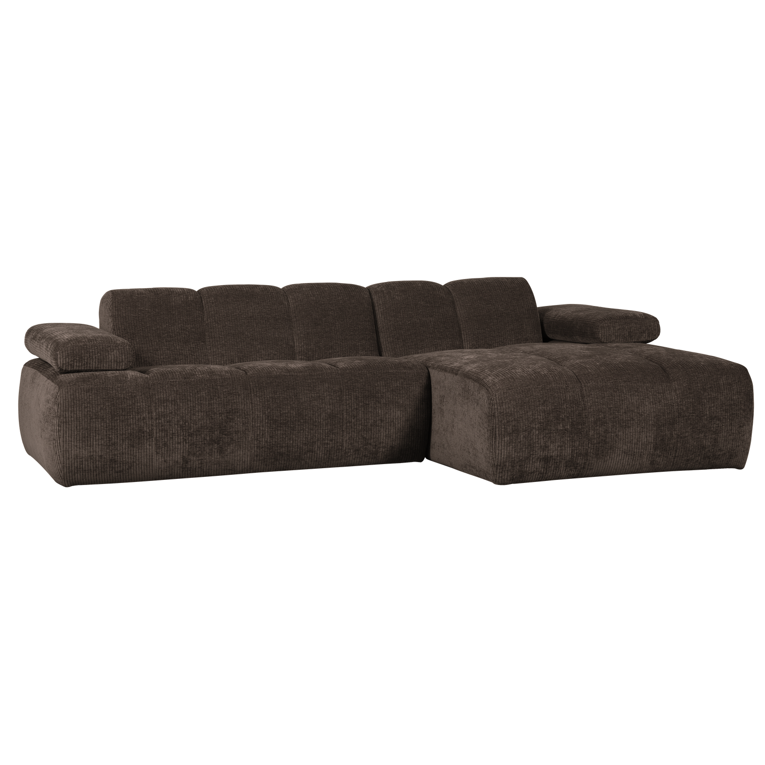 Woood | Chaise longue Mojo rechts ribstof bruin