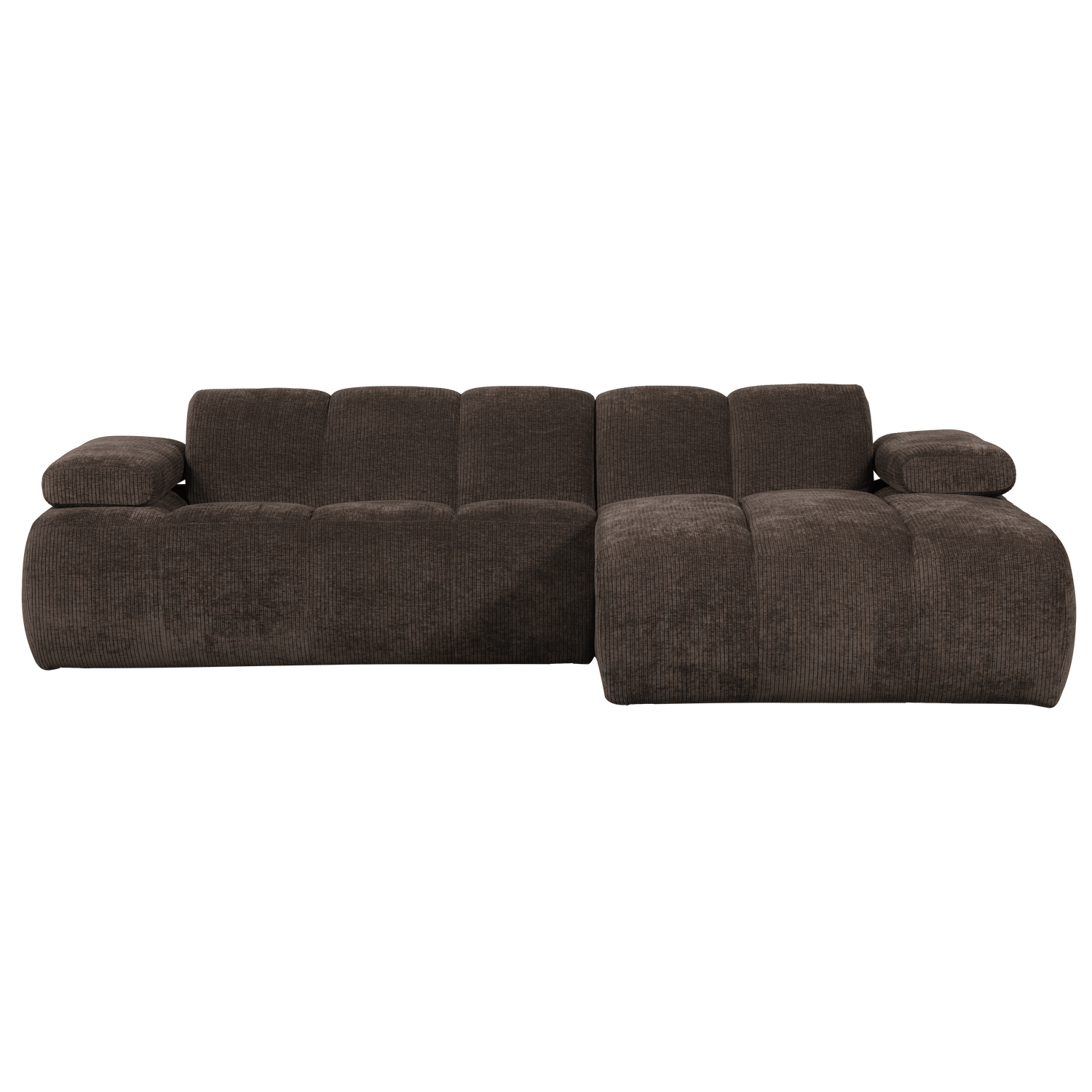 Woood | Chaise longue Mojo rechts ribstof bruin