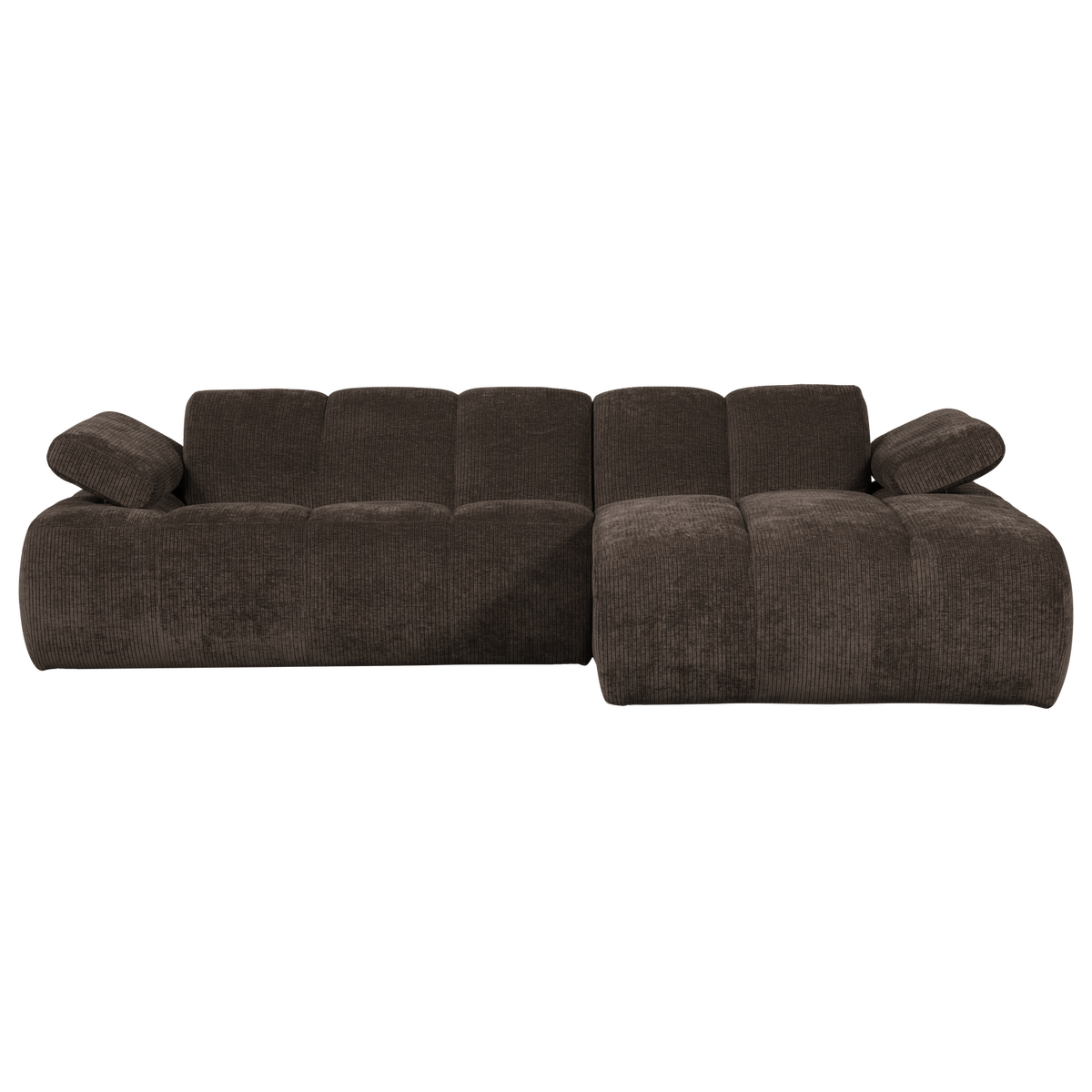 Woood | Chaise longue Mojo rechts ribstof bruin