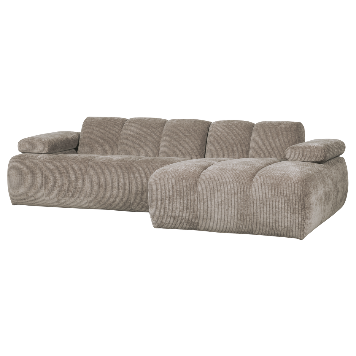 Woood | Chaise longue Mojo rechts ribstof donkerzand