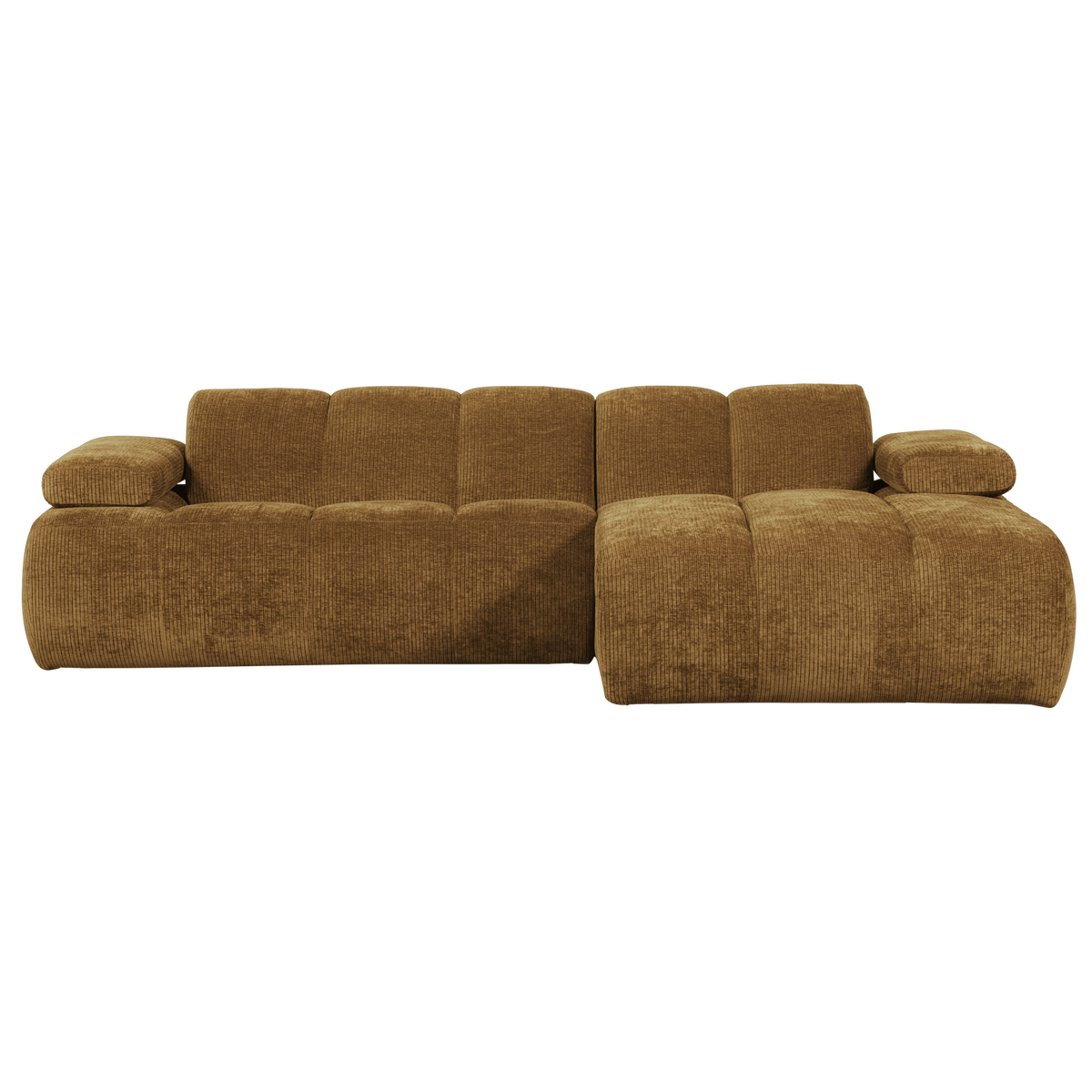 Woood | Chaise longue Mojo rechts ribstof honinggeel