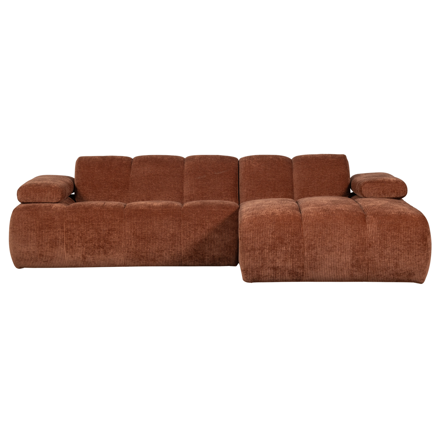 Woood | Chaise longue Mojo rechts ribstof roestbruin