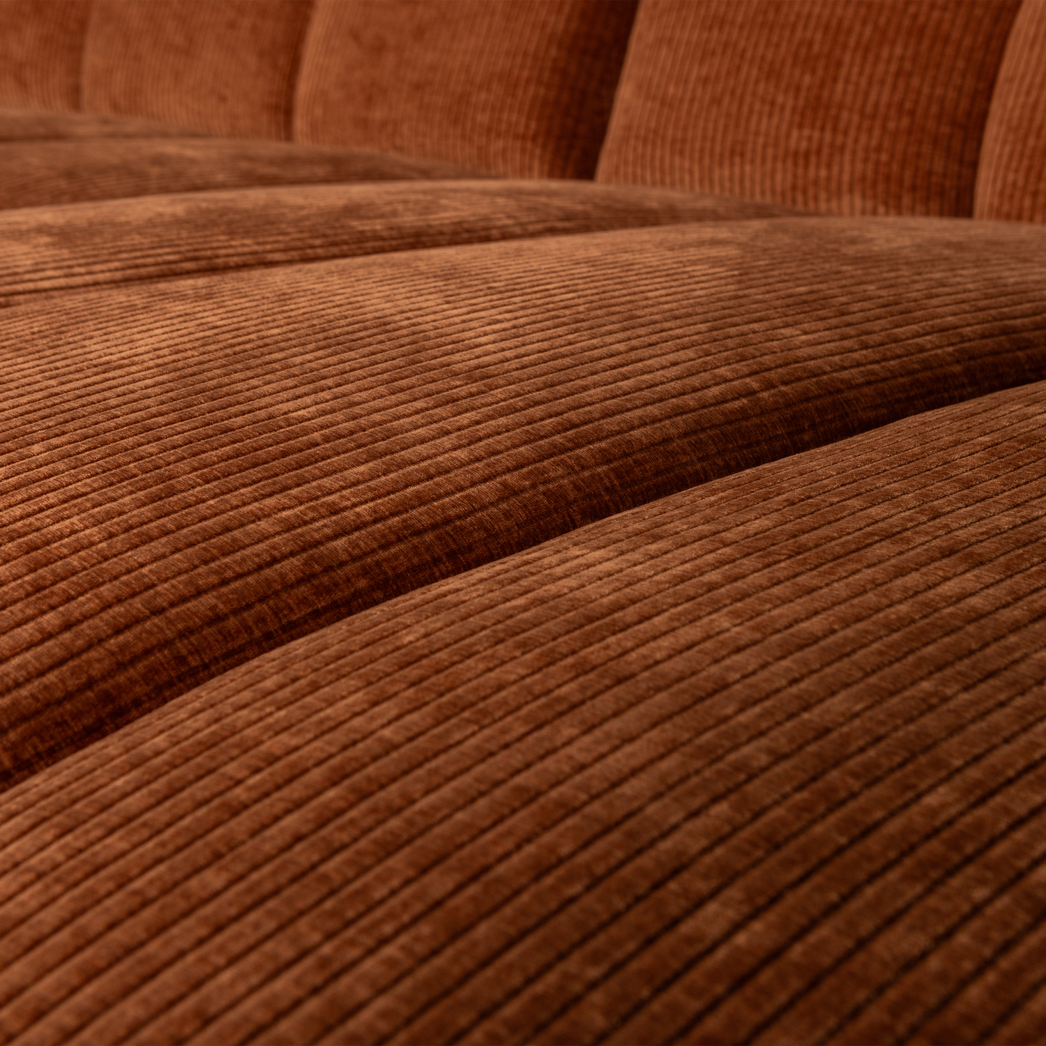 Woood | Chaise longue Mojo rechts ribstof roestbruin