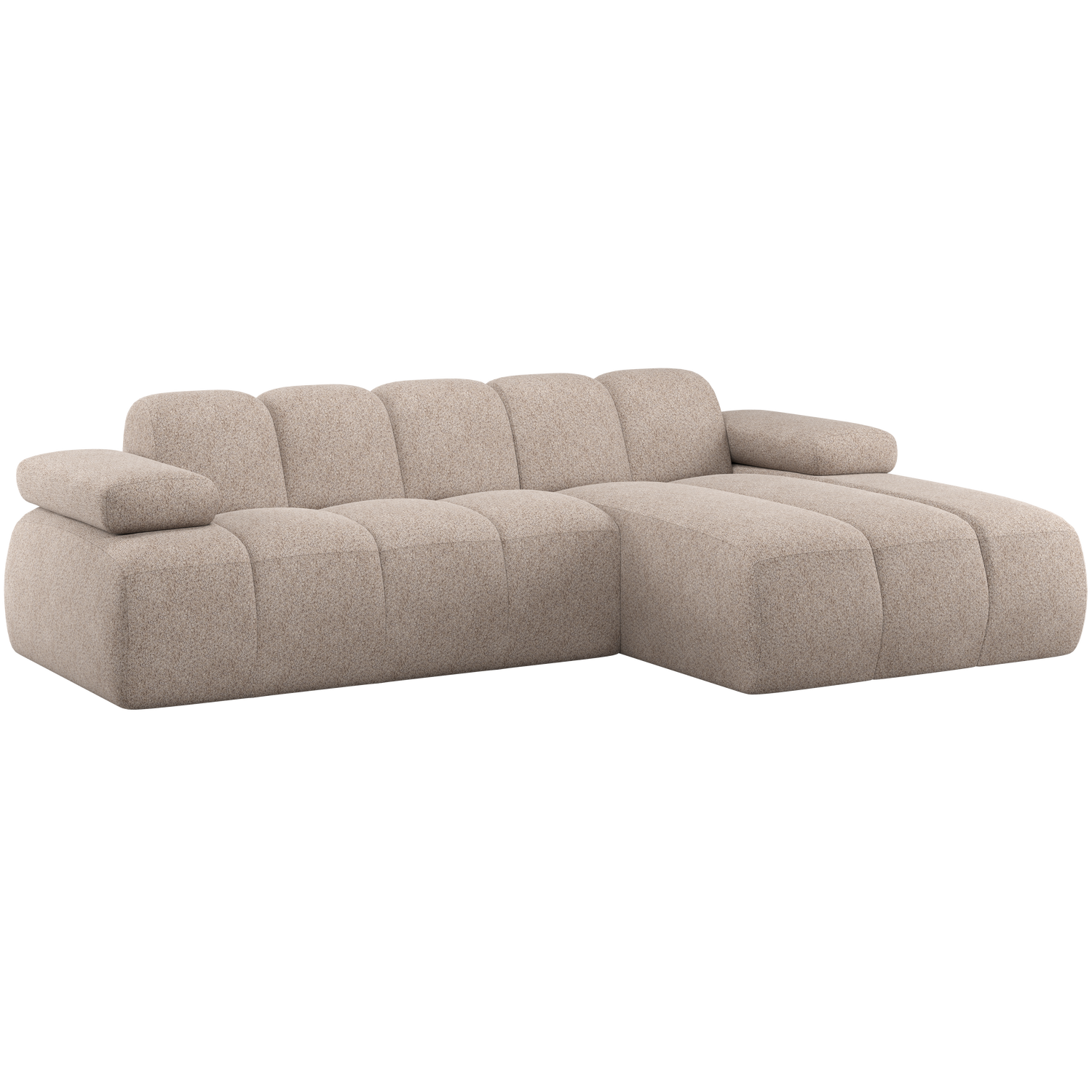 Woood | Chaise longue Mojo rechts wollig donkerzand