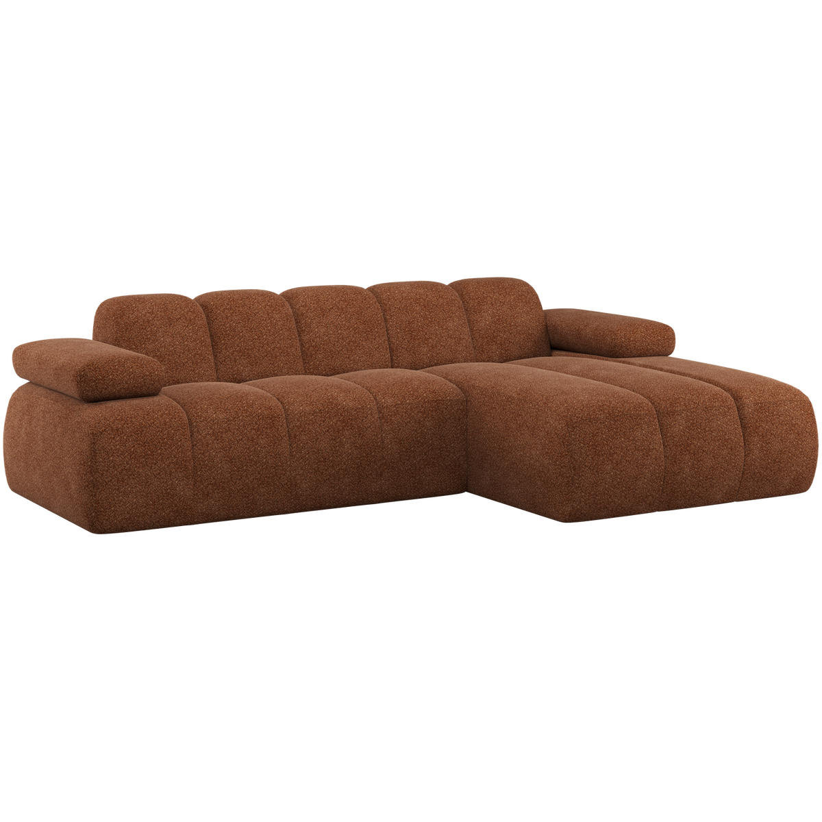 Woood | Chaise longue Mojo rechts wollig roestbruin