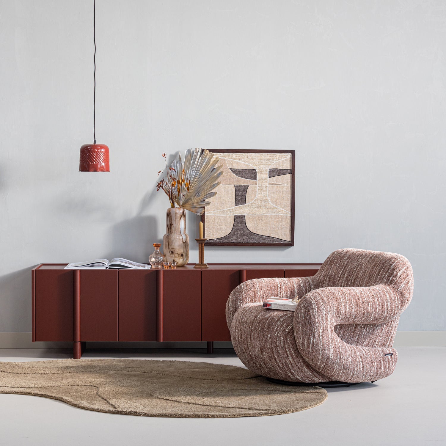 Woood | Fauteuil Folke chenille oudroze melange