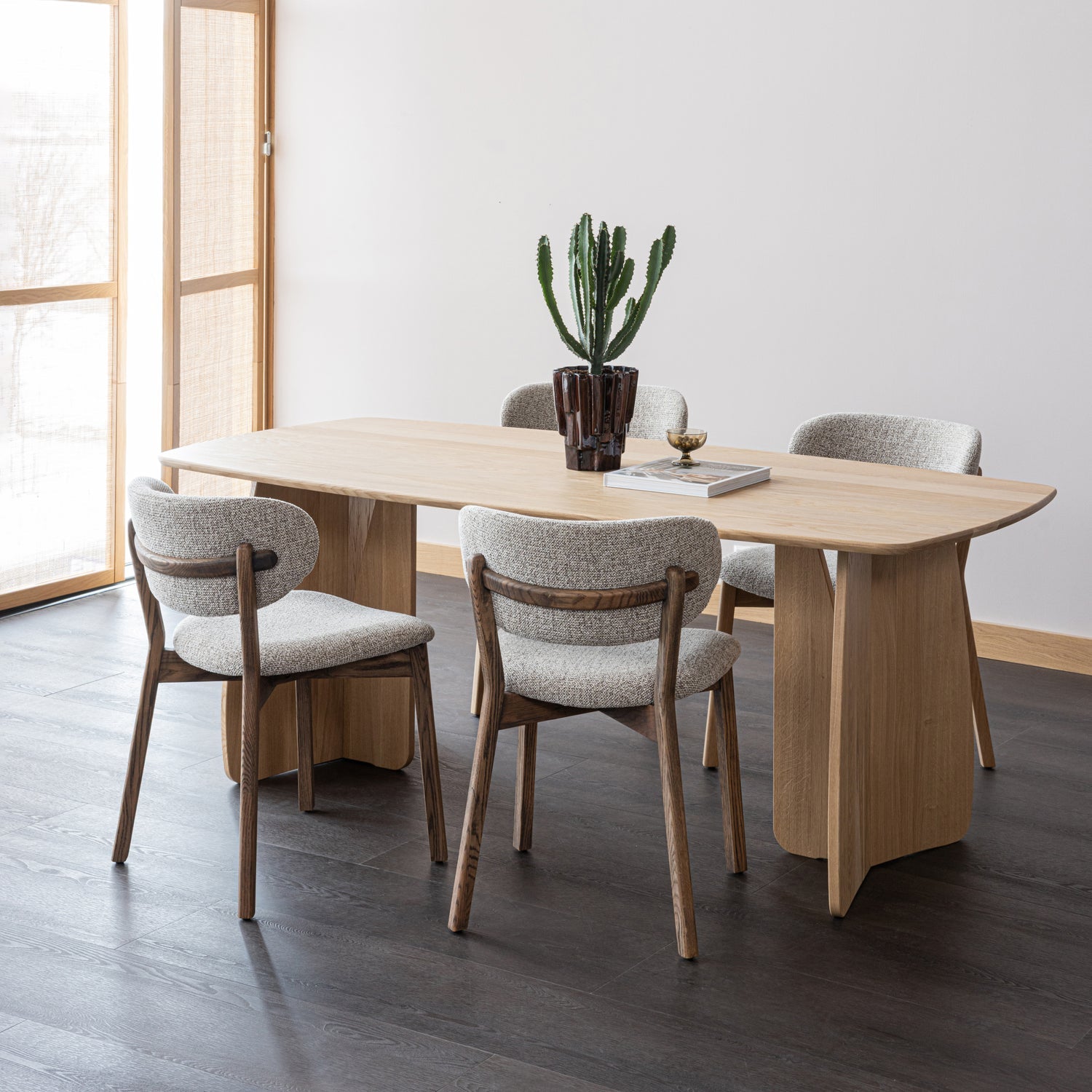 Woood | Eetkamerstoel Udar naturel met houten frame bruin