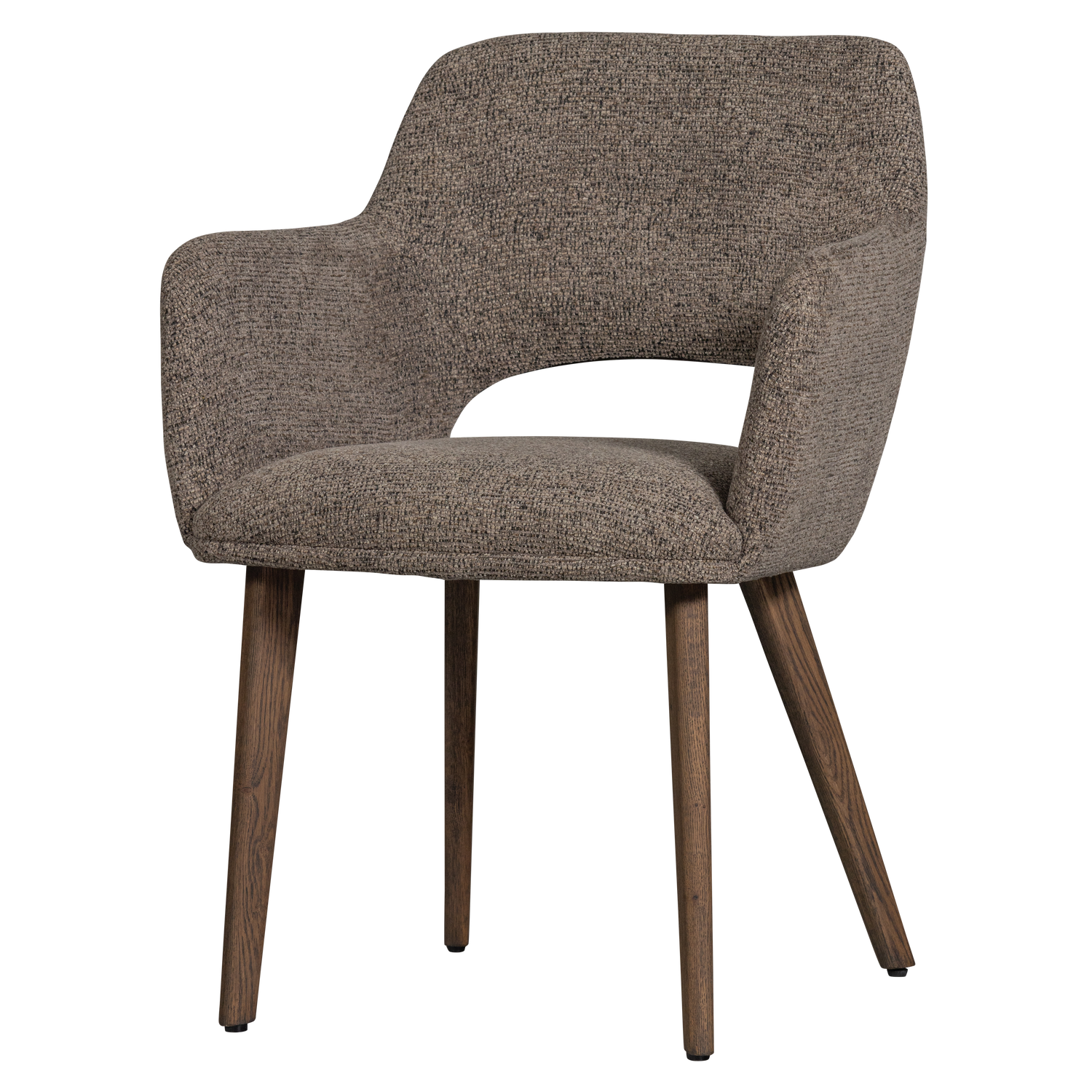 Woood | Eetkamerstoel Murat taupe met houten poot bruin