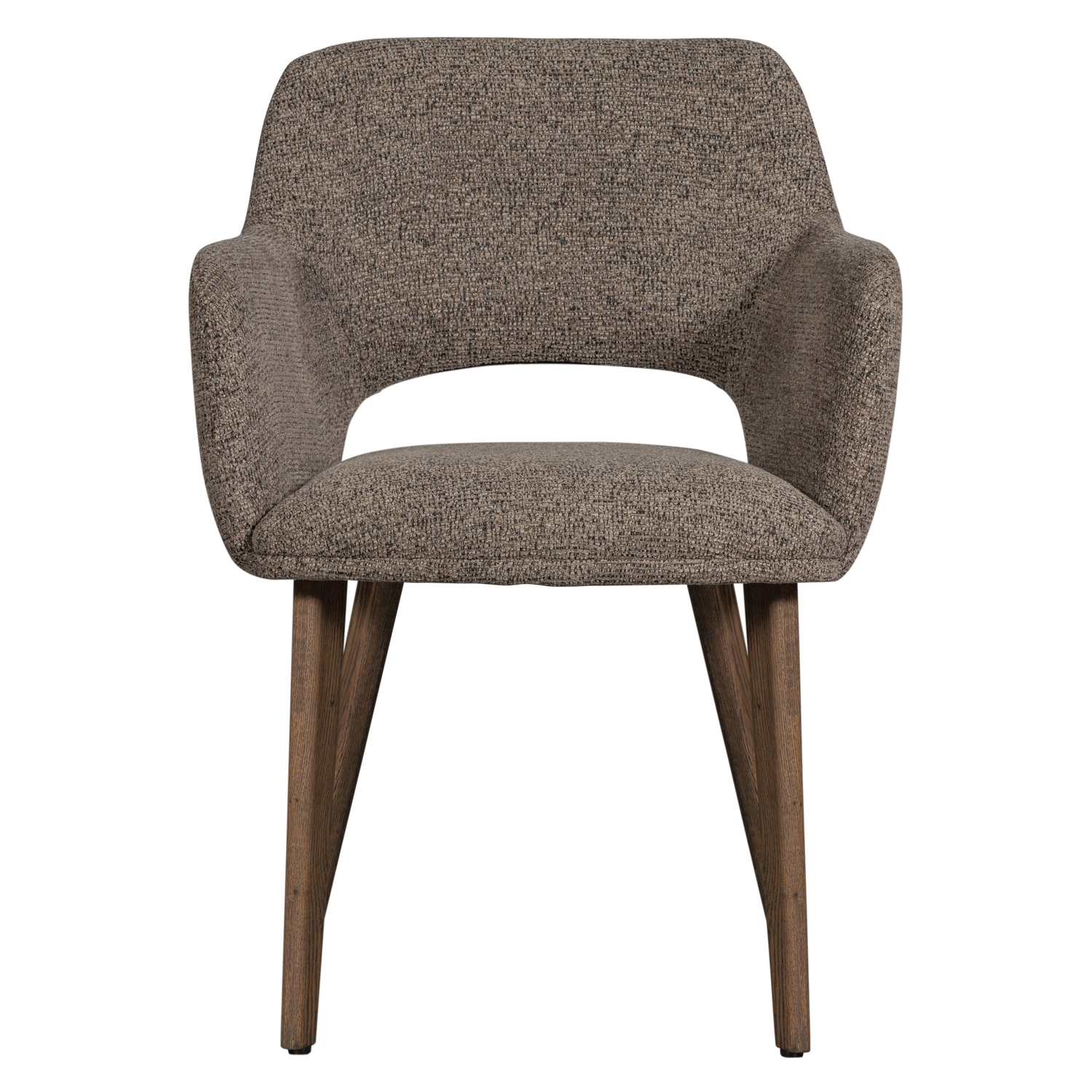 Woood | Eetkamerstoel Murat taupe met houten poot bruin
