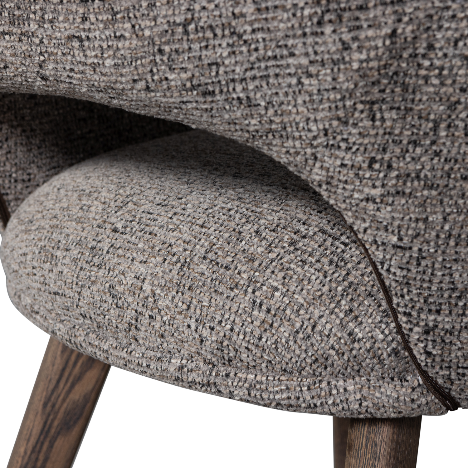 Woood | Eetkamerstoel Murat taupe met houten poot bruin
