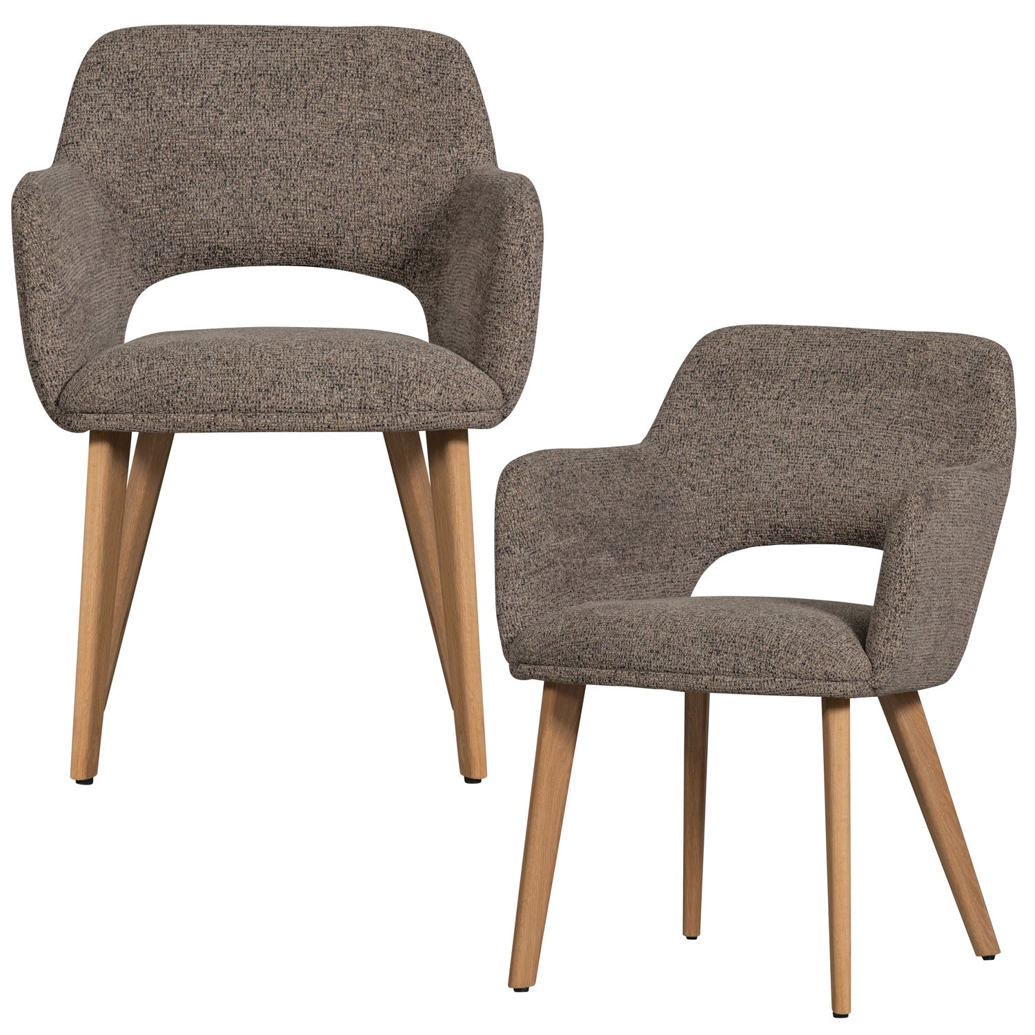 Woood | Eetkamerstoel Murat taupe met houten poot naturel
