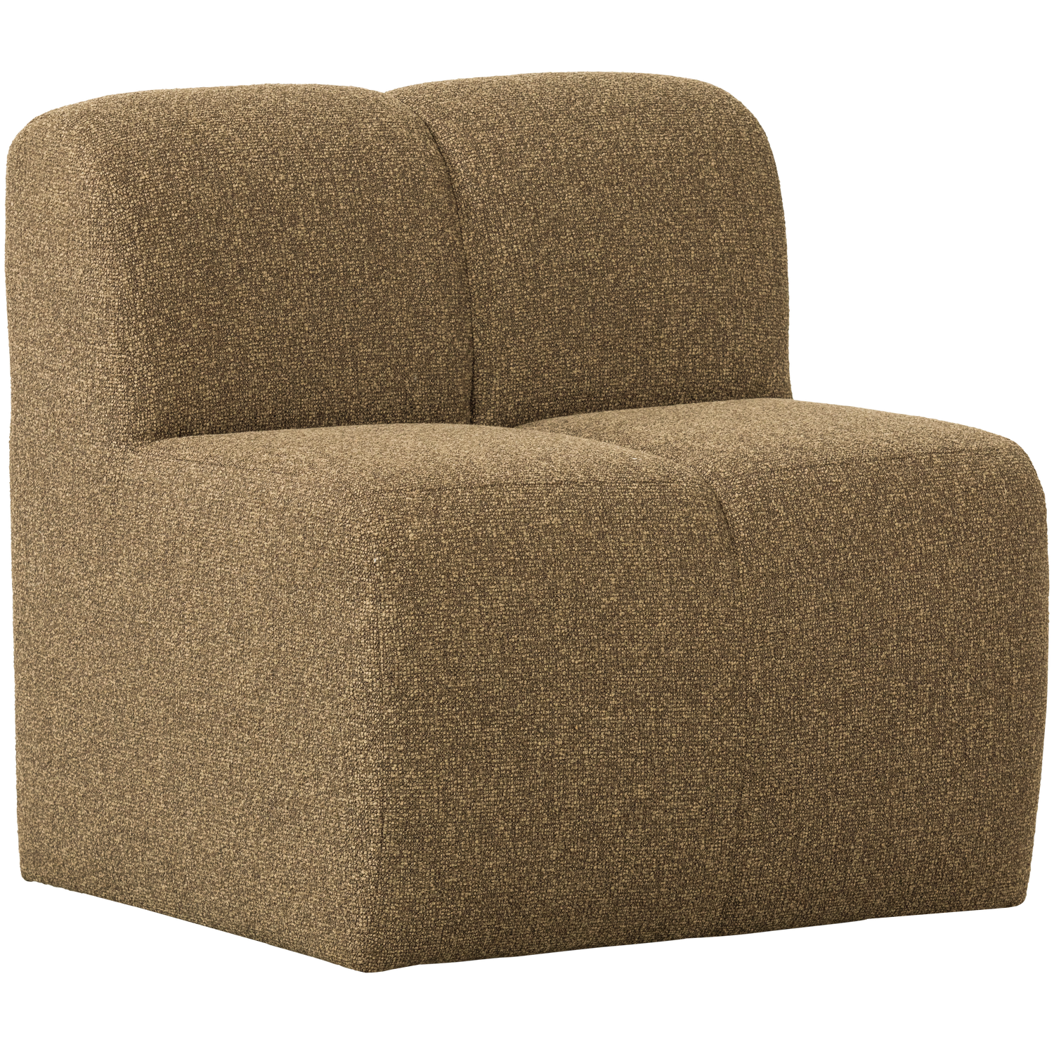 Woood | Eetbank Mojo 84cm met rugleuning boucle geel/bruin melange