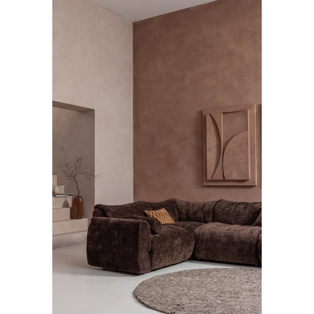 Woood | Hoekelement Baggy 3D chenille donkerbruin