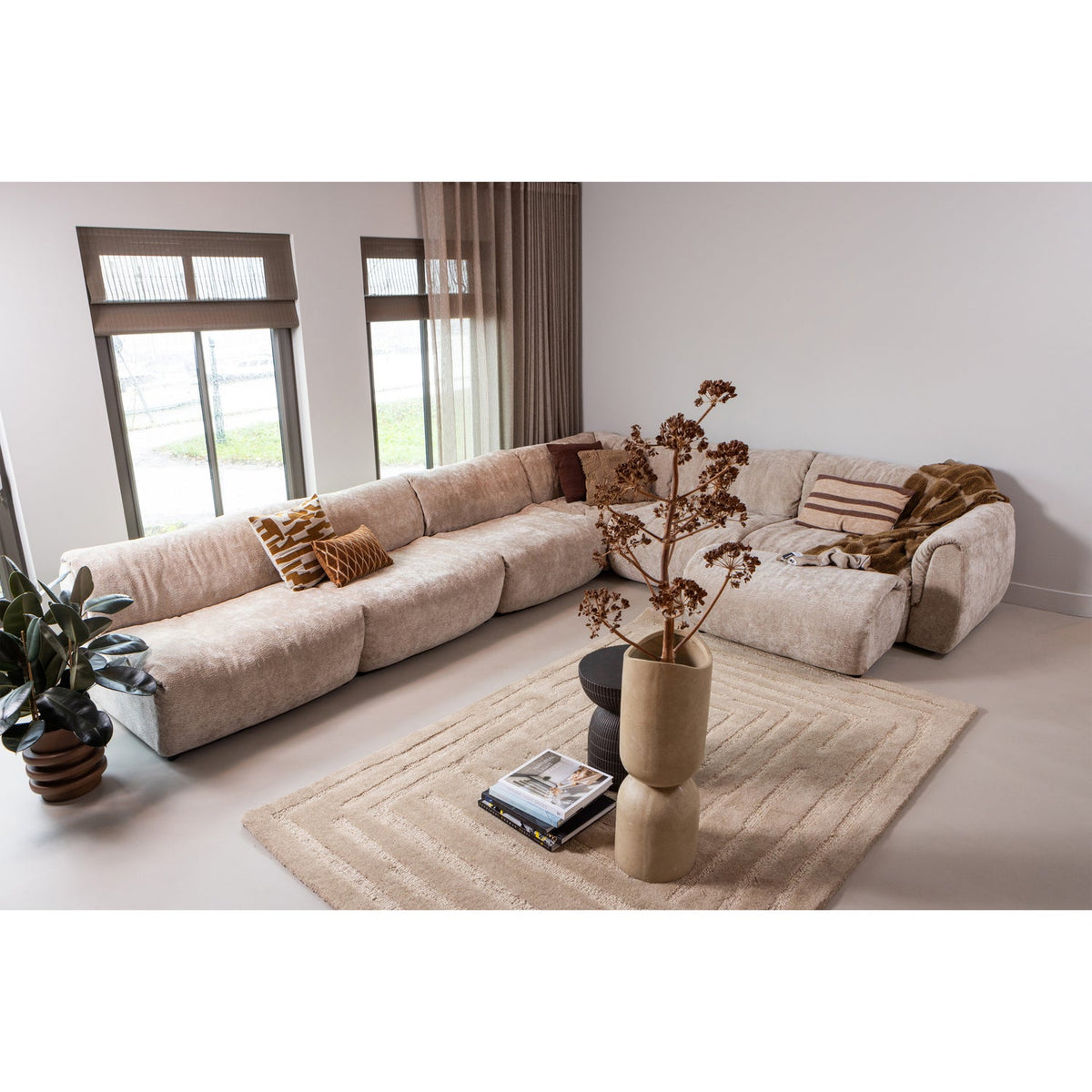Woood | Hoekelement Baggy 3D chenille zand