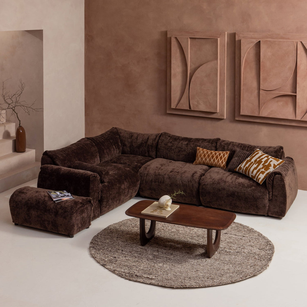 Woood | Hocker Baggy 3D chenille donkerbuin