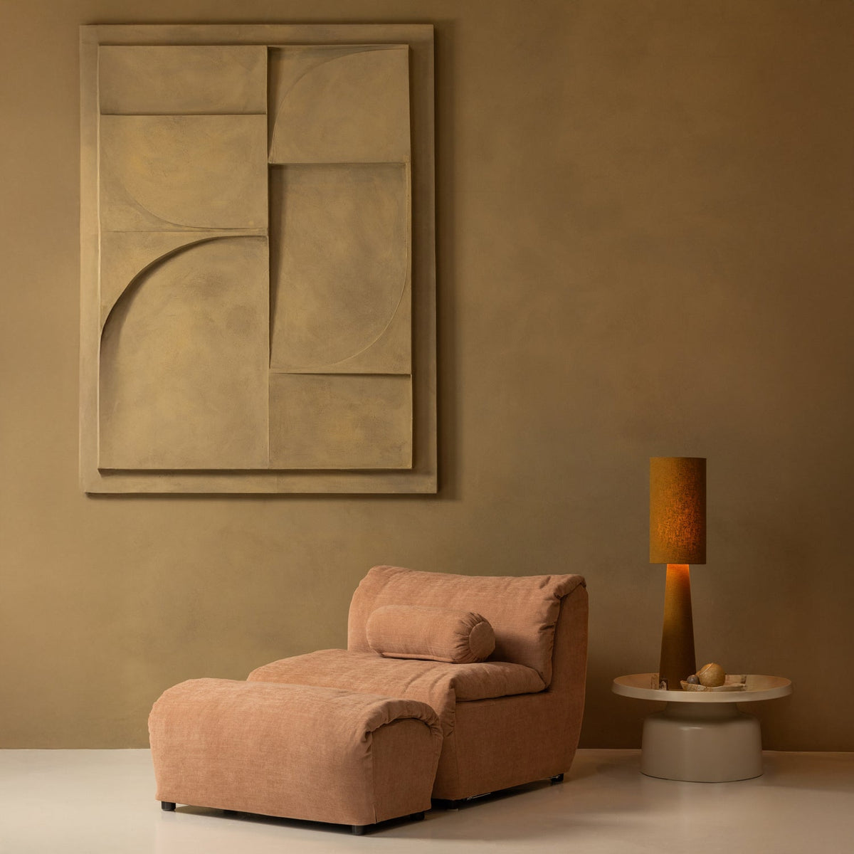 Woood | Hocker Baggy geweven chenille oudroze