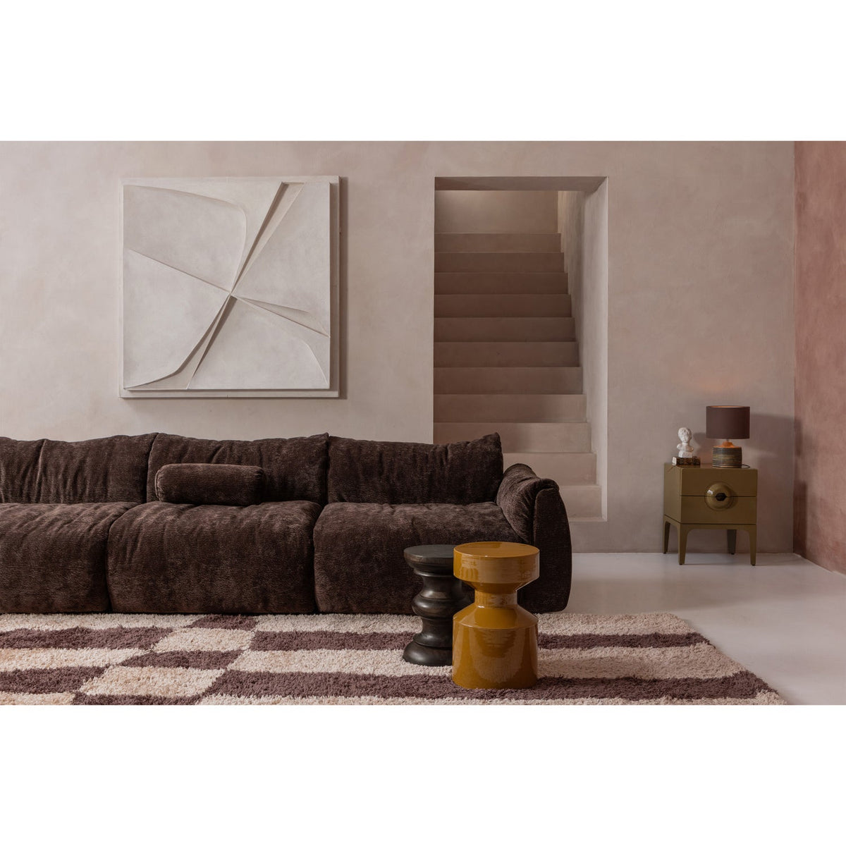 Woood | Rolkussen Baggy 50x23cm 3D chenille donkerbruin