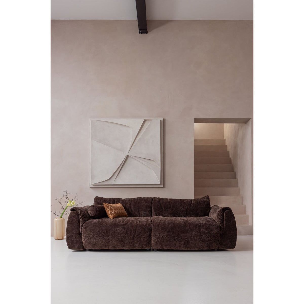 Woood | 2-Zits bank Baggy 3D chenille donkerbruin