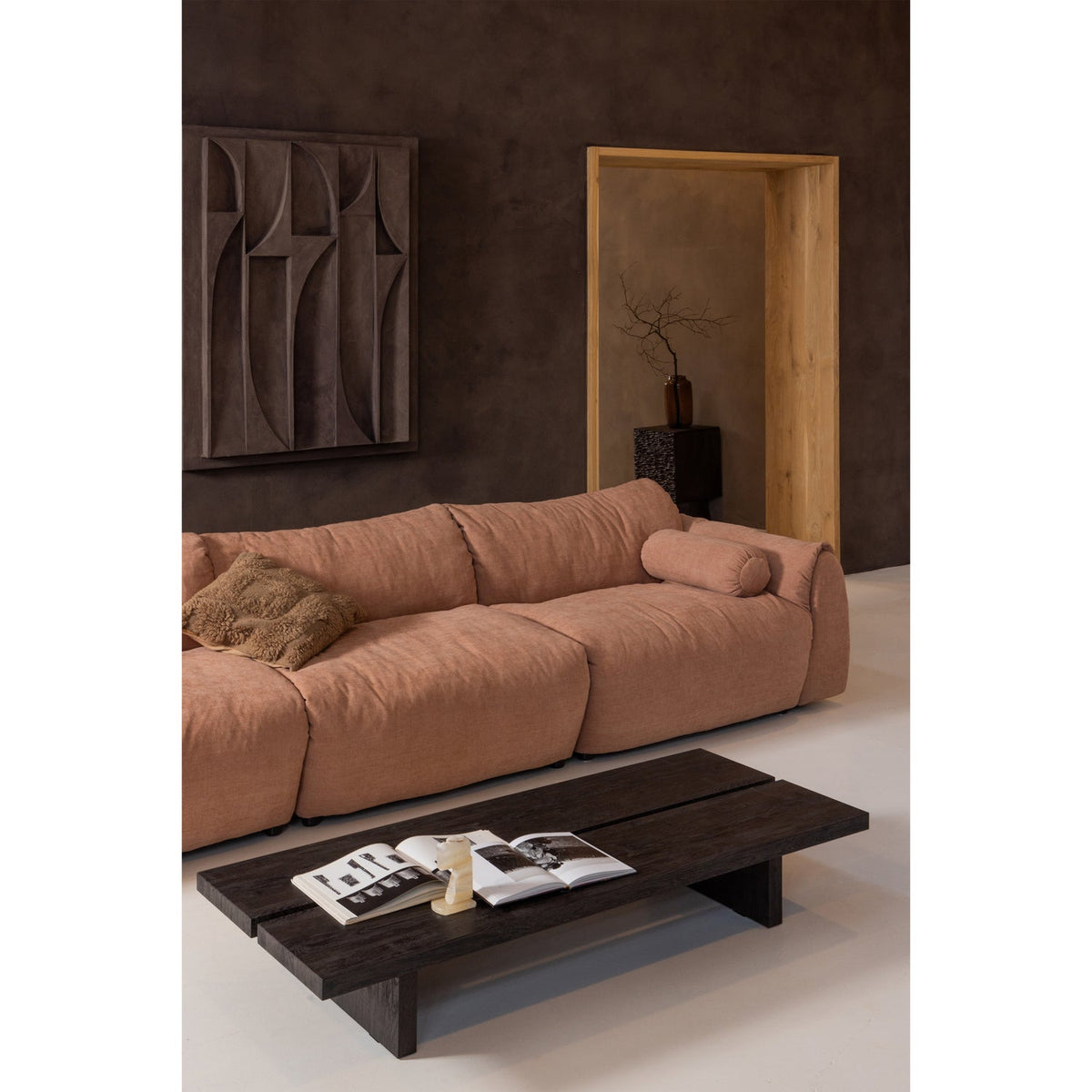 Woood | 3-Zits bank Baggy geweven chenille oud roze