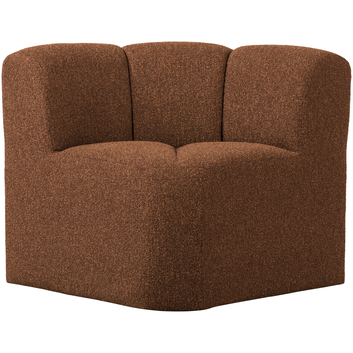 Woood | Eetbank Mojo hoek met rugleuning boucle roestbruin melange