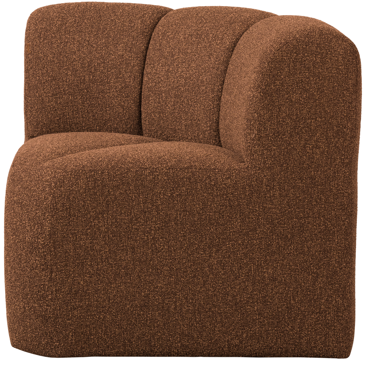 Woood | Eetbank Mojo hoek met rugleuning boucle roestbruin melange