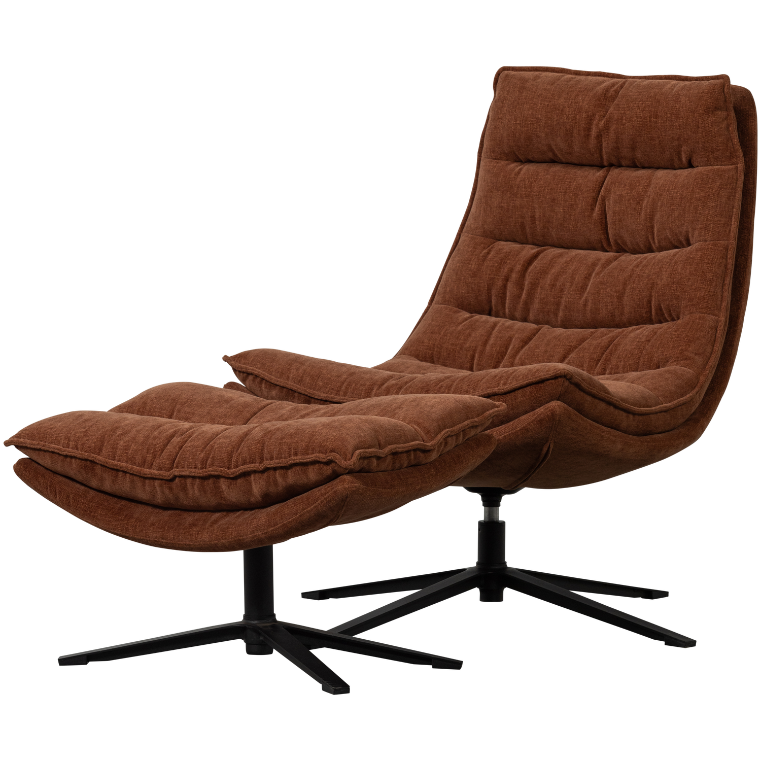 Woood | Draaifauteuil Kube met hocker bruin