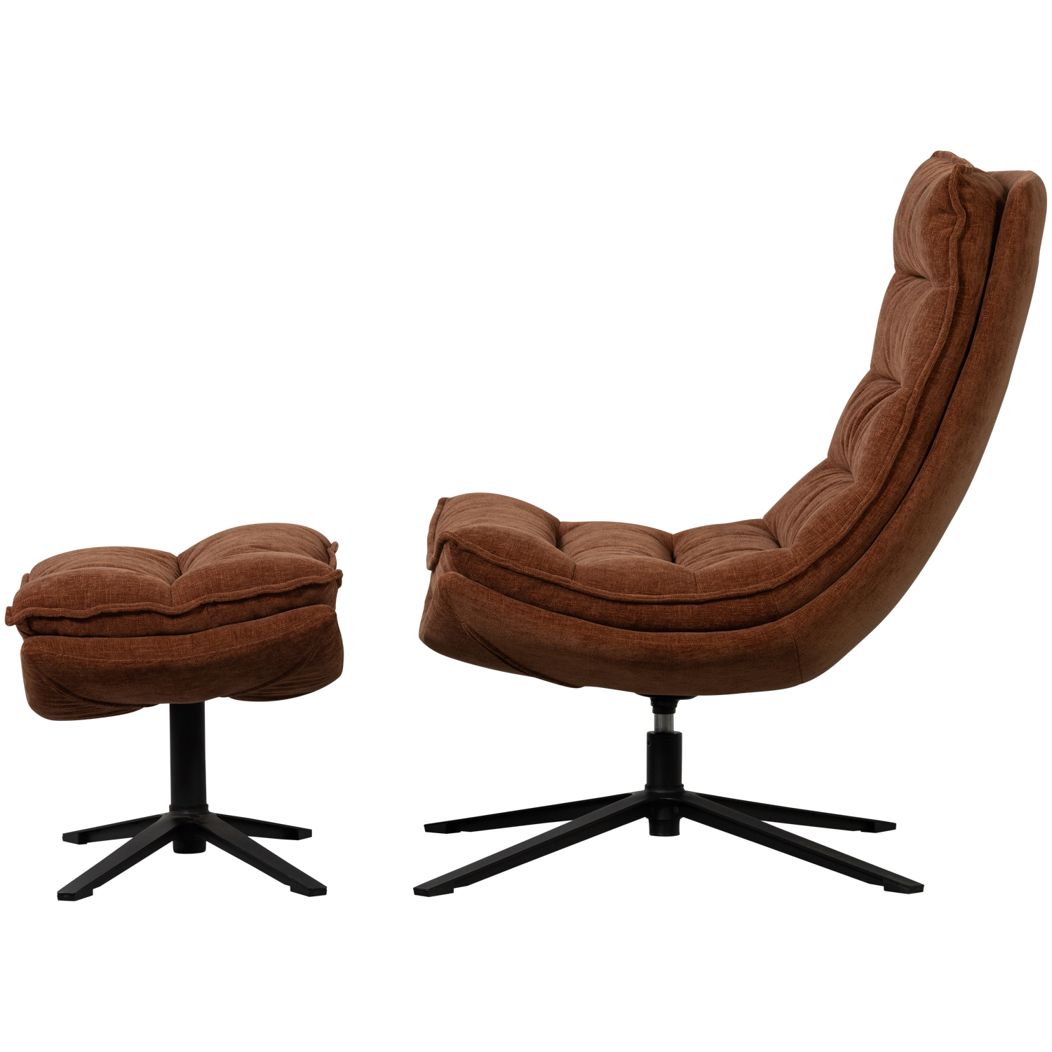 Woood | Draaifauteuil Kube met hocker bruin