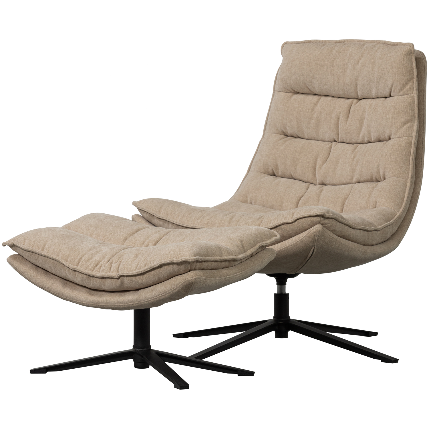 Woood | Draaifauteuil Kube met hocker naturel