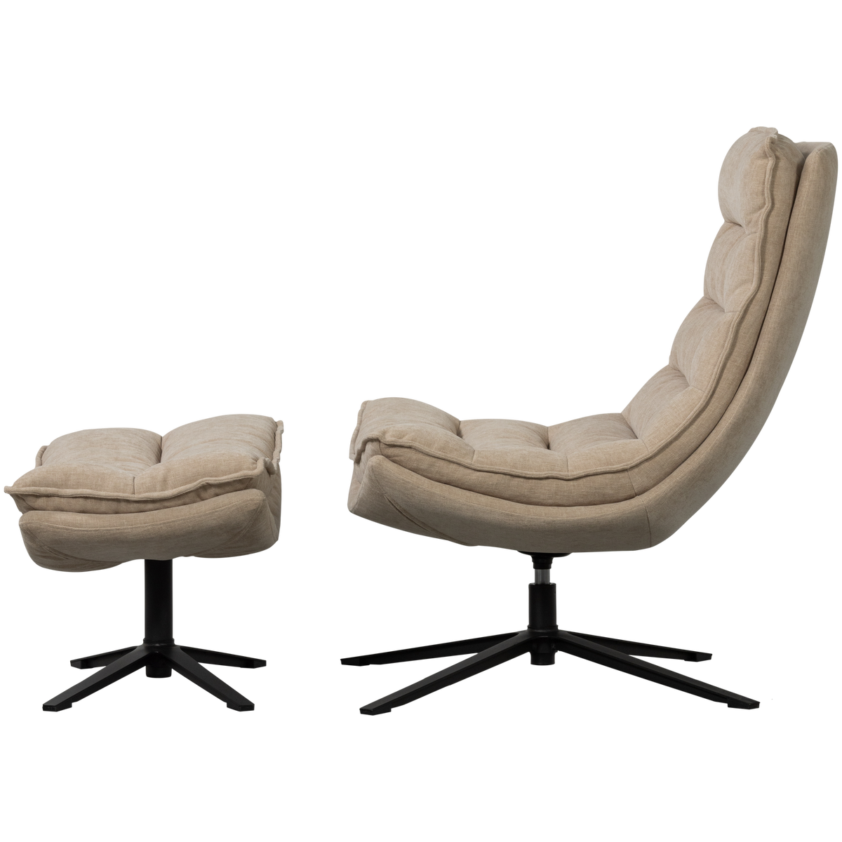 Woood | Draaifauteuil Kube met hocker naturel