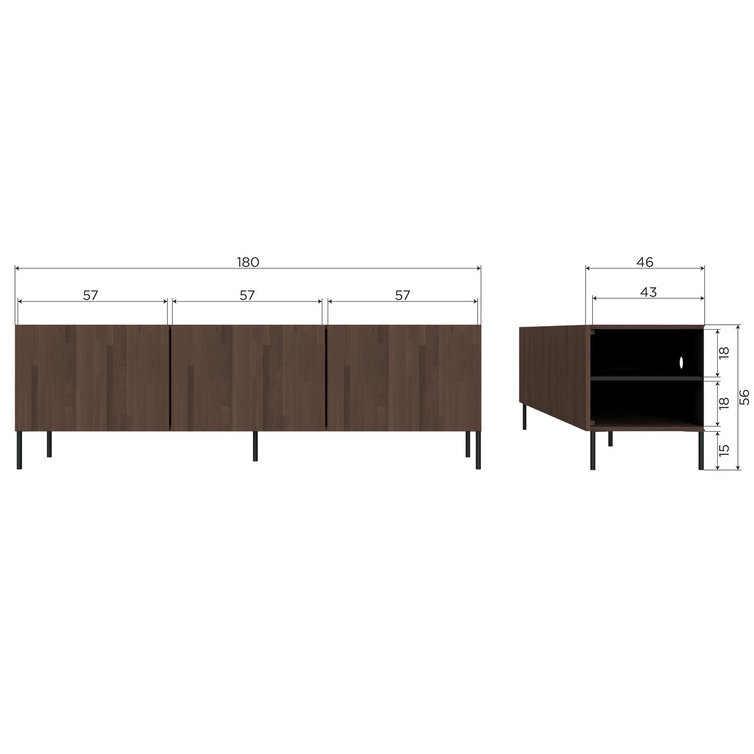 Woood | Tv meubel Bono Gravure 180cm essen