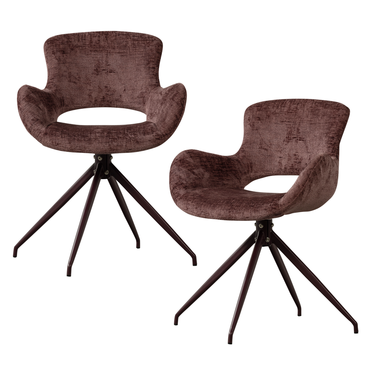 Woood | Eetkamerstoel Eliva structure velvet paars - Set van 2
