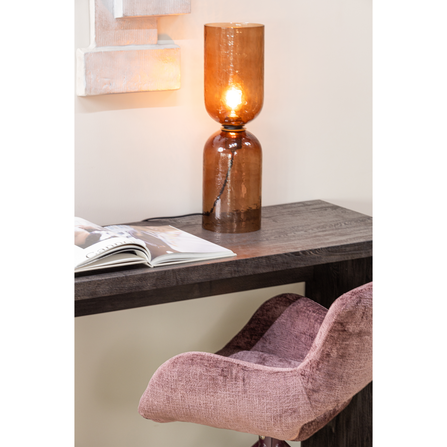 Woood | Eetkamerstoel Eliva structure velvet paars - Set van 2
