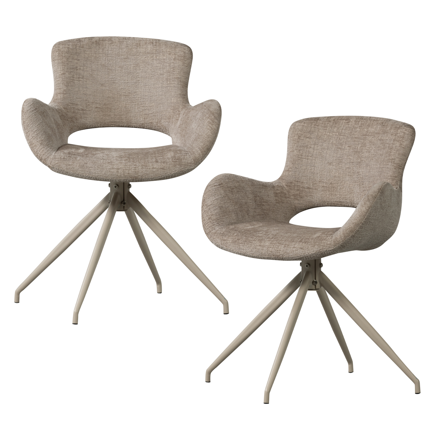 Woood | Eetkamerstoel Eliva structure velvet zand - Set van 2
